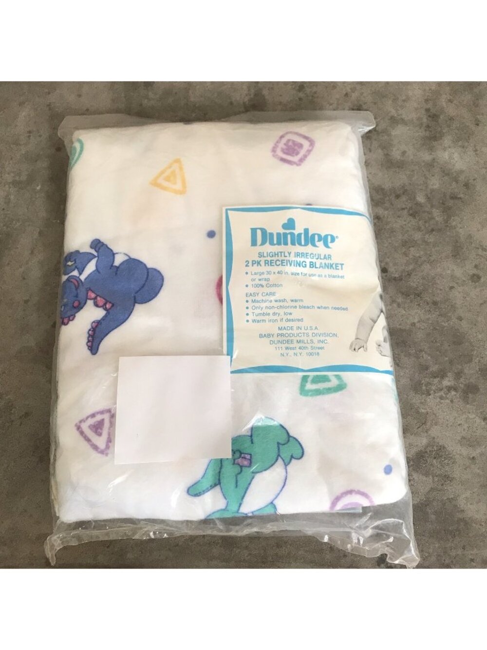 Dundee Receiving Blanket Dinosaurs Baby Cotton Slightly Irregular Made in USA